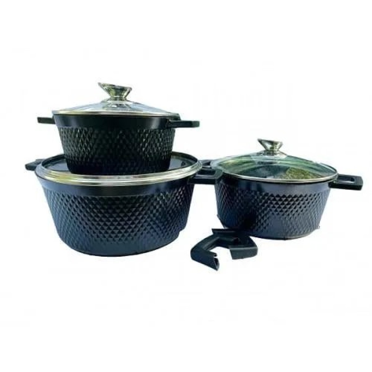 Каструля Benson BN-394 6 предметів (2.5л, 4.2л 6,4л) з кришкою з мармуровим покриттям (арт. 9600)
